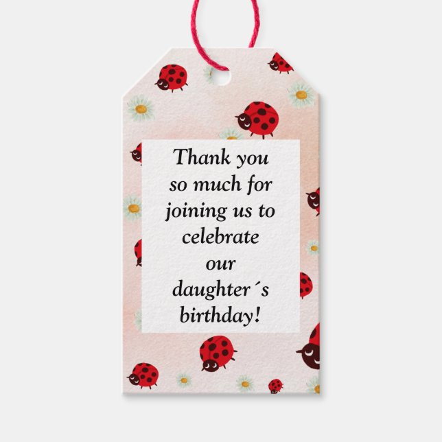 lady bug party photo gift tags (Front)