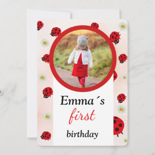 lady bug party photo invitation