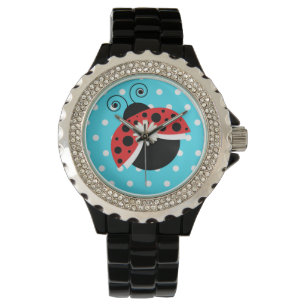 Lady Bug Polka Dot Daisy Wrist Watch Ladybug