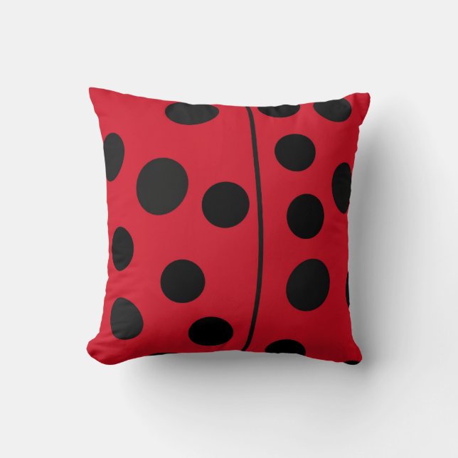 Lady Bug Red and Black Design Cushion (Front)