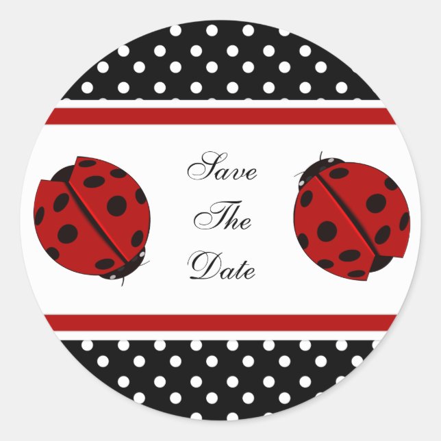 Lady Bug Save The Date Stickers (Front)