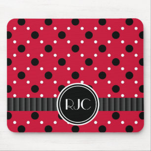 Lady Bug Spots Red Black and White Personalised Mouse Pad