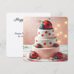 LADY BUG THEMED KIDS BIRTHDAY CAKE CARD