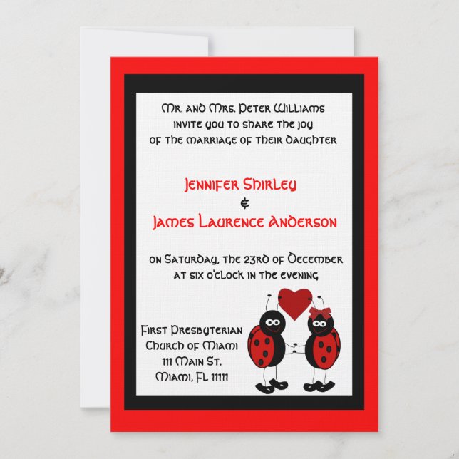 Lady Bug Wedding Invitation (Front)