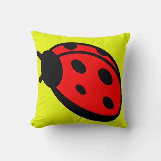 Lady Bug Yellow Throw Pillow (Front)