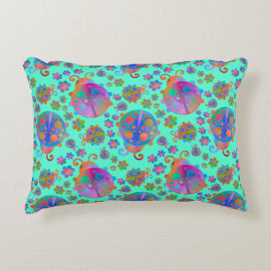 Lady Bugs Amongst the Flowers on a Winter Morning Decorative Cushion