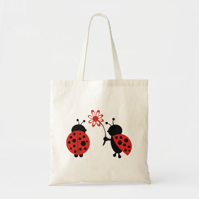 Lady Bugs and Flower Tote Bag (Front)