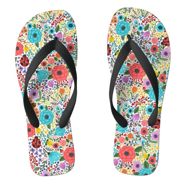 Lady Bugs and Flowers Jandals (Footbed)