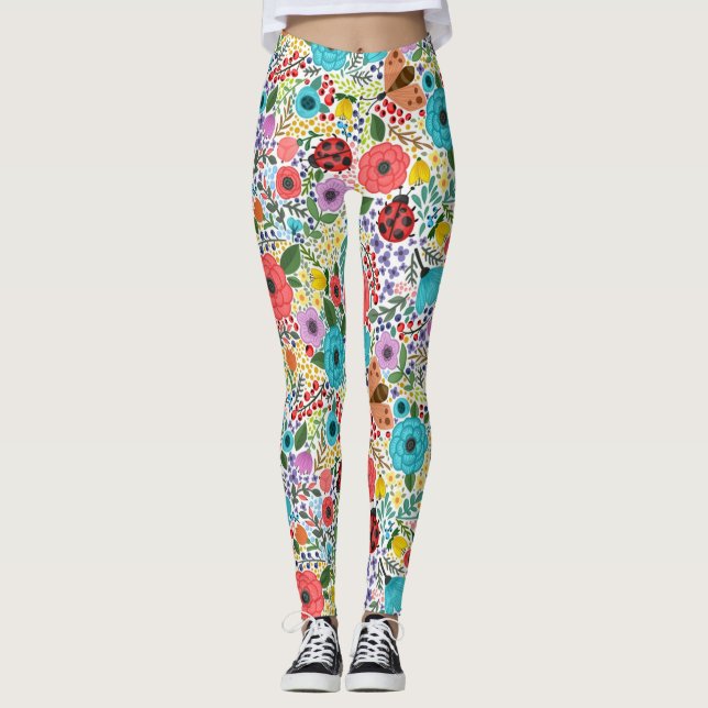 Lady Bugs and Flowers Leggings (Front)