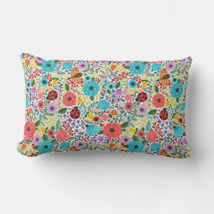 Lady Bugs and Flowers Lumbar Cushion