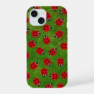 Lady Bugs and Green Grass iPhone 15 Case