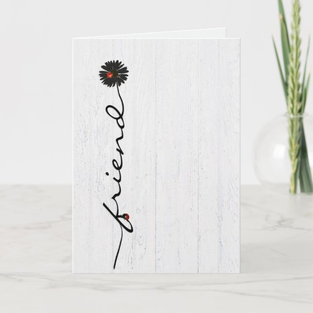 Lady bugs on black daisy card (Front)