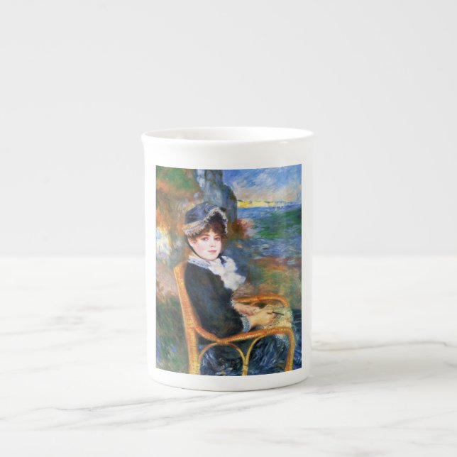 Lady by the Seashore (by Pierre-Auguste Renoir) Bone China Mug (Front)
