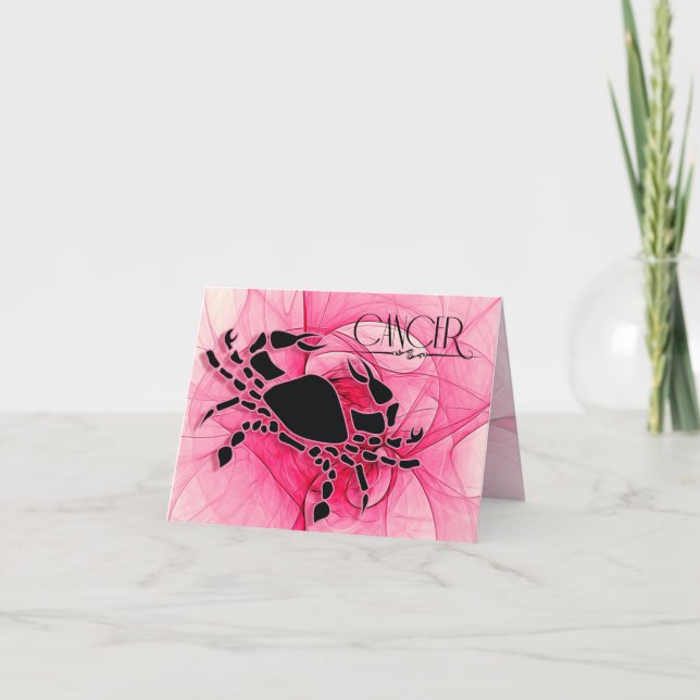 Lady Cancer Zodiac Pink Blank Card (Front)