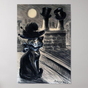 Lady Cat on the Roof, Louis Wain Poster