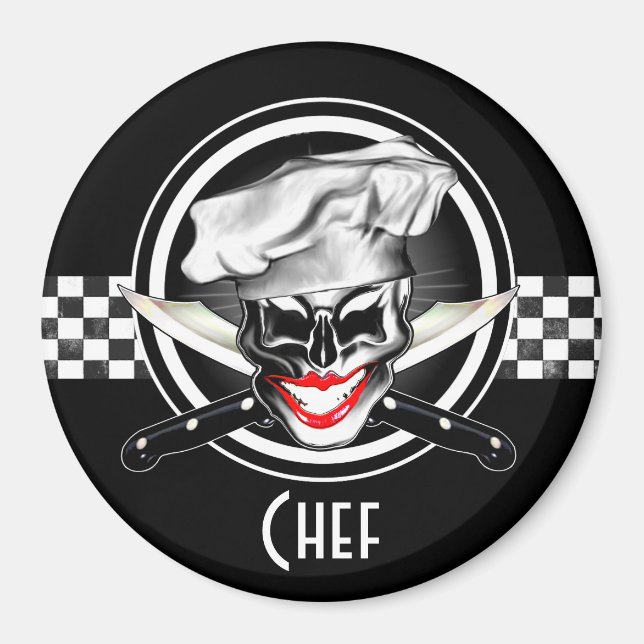 Lady Chef Skull Magnet (Front)