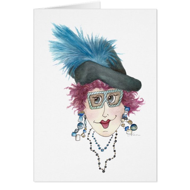 Lady colours her hair to match nail polish card (Front)