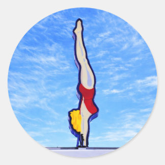 Lady Diver,  Red Bathing Suit, Vintage Neon Sign,  Classic Round Sticker