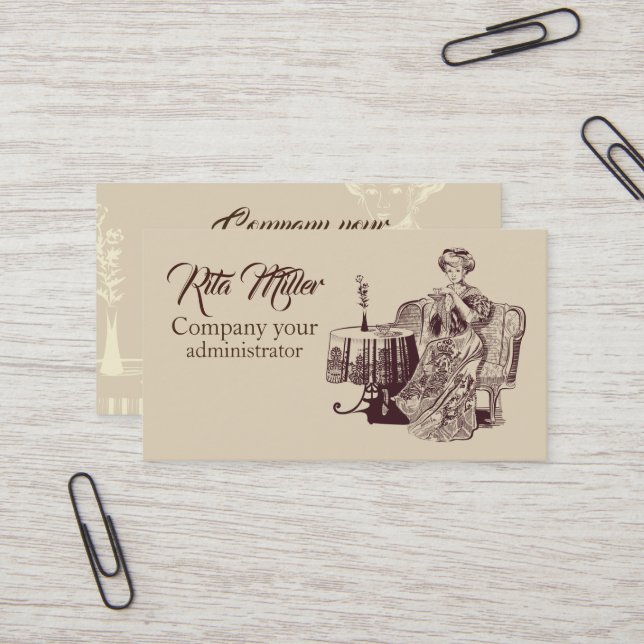 lady drinks tea business card (Front/Back In Situ)