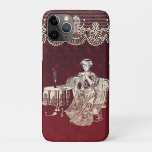 lady drinks tea Case-Mate iPhone case
