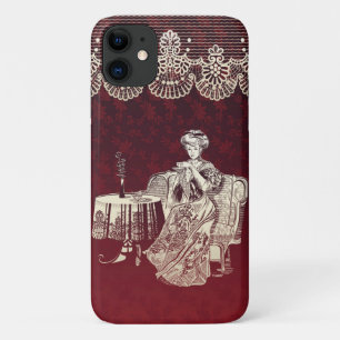 lady drinks tea Case-Mate iPhone case