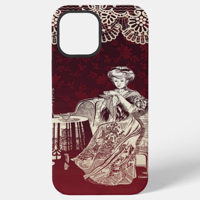 lady drinks tea iPhone case (Back)