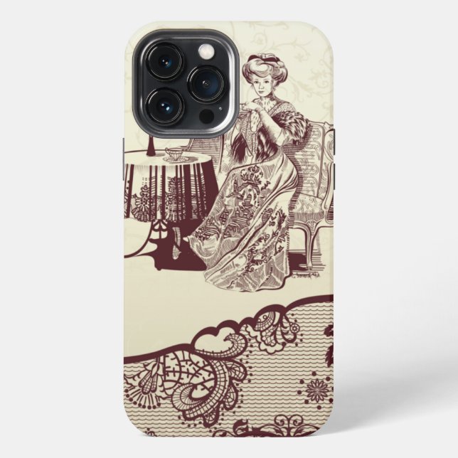 Lady drinks tea  iPhone case (Back)