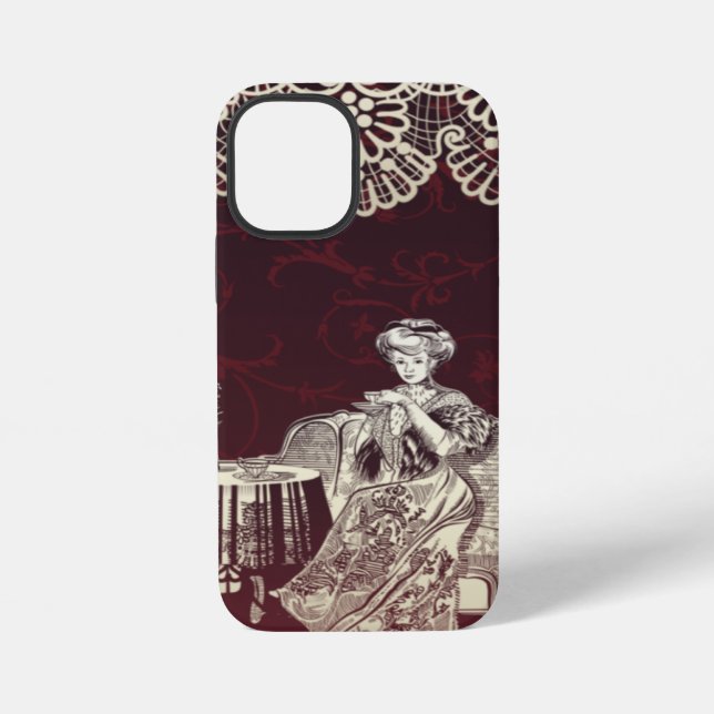 lady drinks tea iPhone case (Back)
