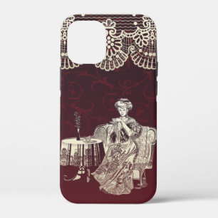 lady drinks tea iPhone 12 mini case