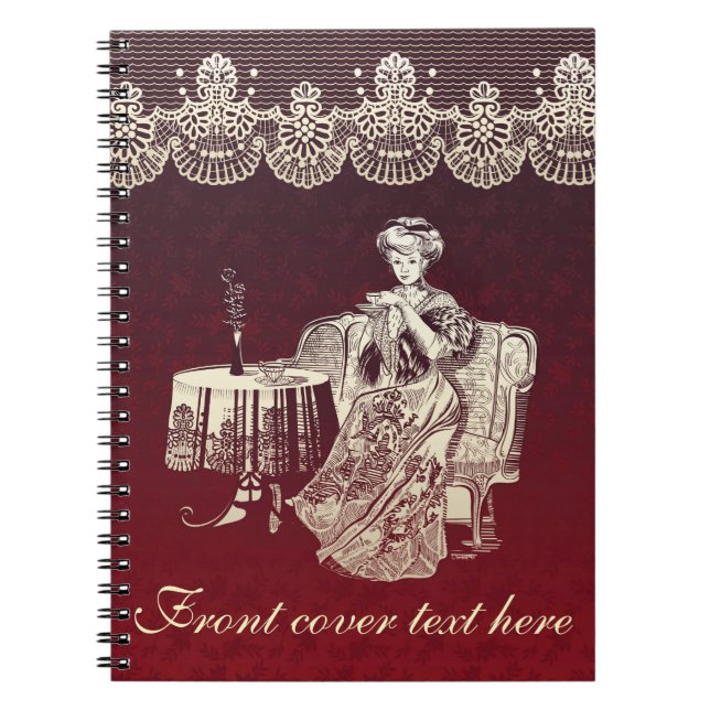 lady drinks tea notebook (Front)