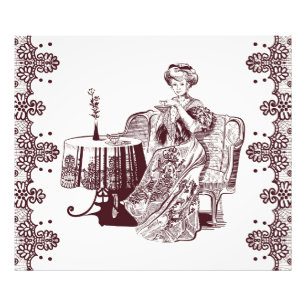 lady drinks tea photo print
