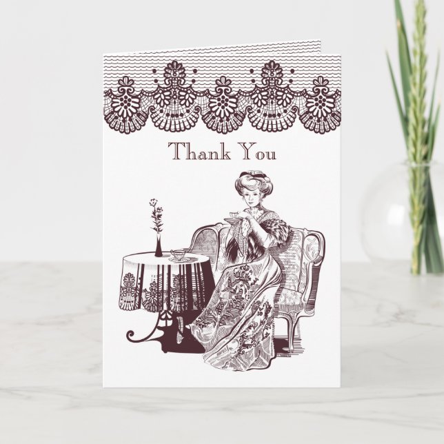 lady drinks tea thank you card (Front)