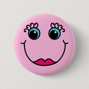 Lady Face Light Pink 6 Cm Round Badge
