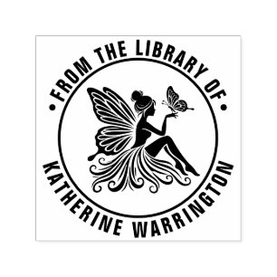 Lady Fairy Holding Butterfly Library Book Name Self-inking Stamp