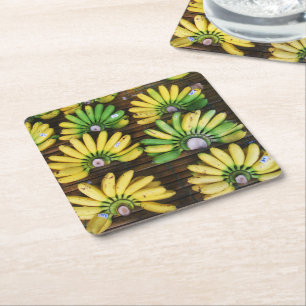 Lady Finger Bananas ~ Egg Banana (กล้วยไข่) Square Paper Coaster