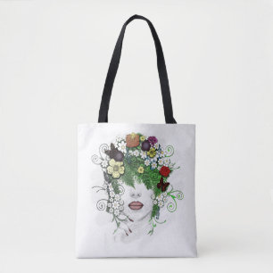 Lady Flora, flowers, pretty, elegant, simple, art Tote Bag