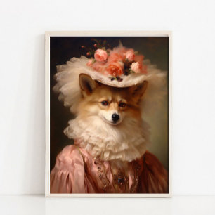 Lady Fox Vintage Portrait Art Print, Renaissance Poster