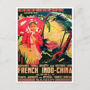 Lady from Saigon City, Vietnam, vintage travel Postcard