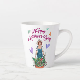 Lady Gardening Flowers Mother's Day Latte Mug
