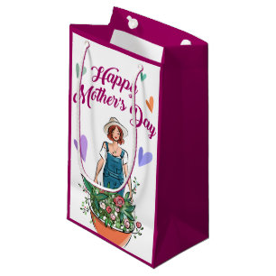 Lady Gardening Flowers Mother's Day Small Gift Bag
