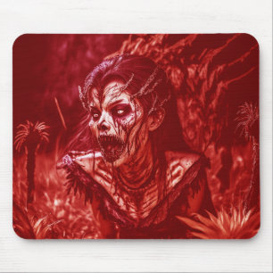 Lady Ghoul Snarling Amidst Plants Mouse Pad