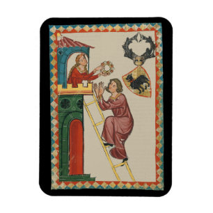 Lady Giving Gift to Suitor, 14th Century Magnet