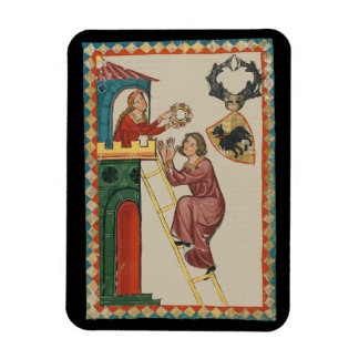 Lady Giving Gift to Suitor, 14th Century Magnet