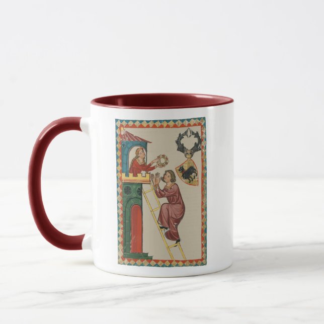 Lady Giving Gift to Suitor, 14th Century Mug (Left)