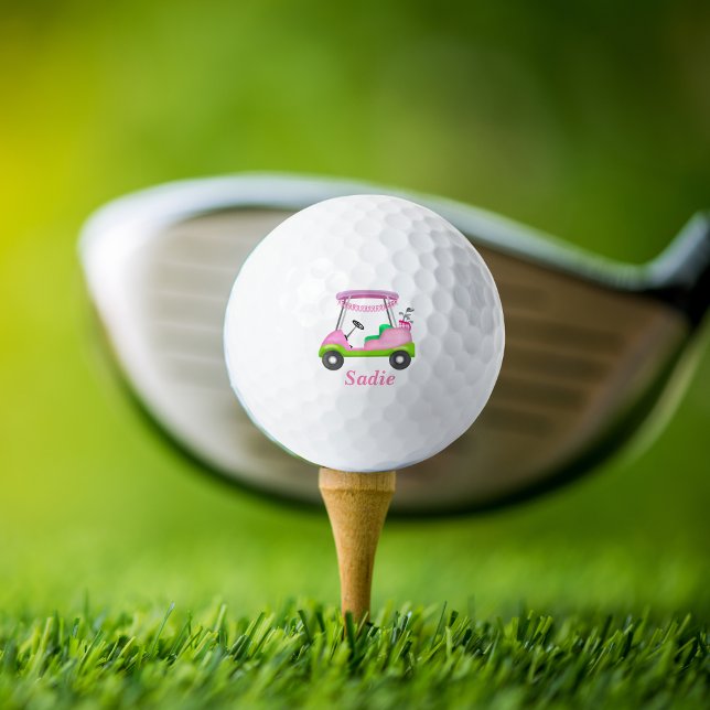 Lady Golf Cart Breast Cancer Personalised  Golf Balls (Creator Uploaded)