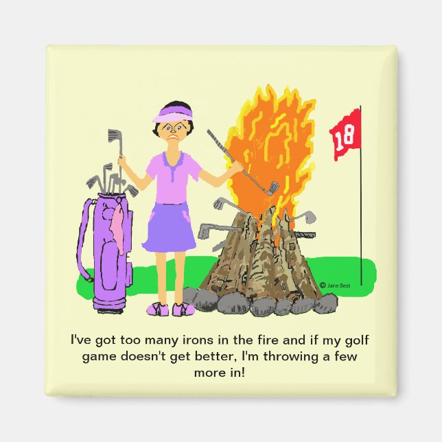 Lady Golf Cartoon Magnet (Front)