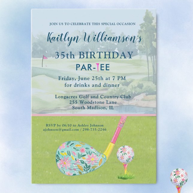 Lady Golfer Custom 35th Birthday Party Invitation (Creator Uploaded)