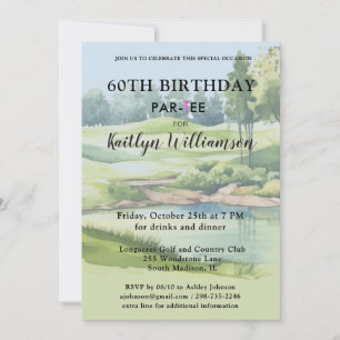 Lady Golfer Custom 60th Birthday Party Invitation