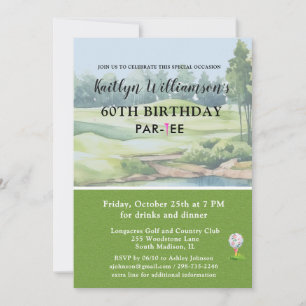Lady Golfer Custom 60th Birthday Party Invitation