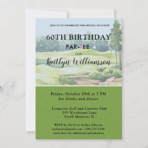 Lady Golfer Custom 60th Birthday Party Invitation